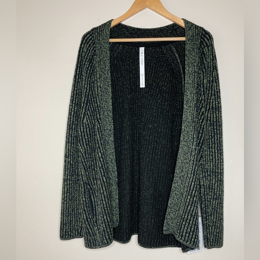 Lululemon Athletic heather green Ribbed Knit open Cardig…